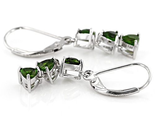 1.46ctw Trillion Russian Chrome Diopside Sterling Silver 3-Stone Dangle Earrings