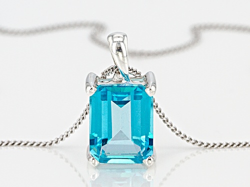 2.25ct Emerald Cut Blue Paraiba™ Mystic Topaz® Sterling Silver Pendant With Chain