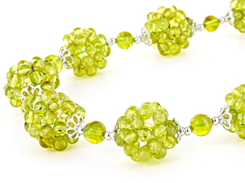 3-5mm Round Manchurian Peridot™ Sterling Silver Beaded Necklace - Size 20
