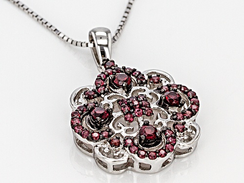.81ctw Round Raspberry Color Rhodolite Sterling Silver Pendant With Chain