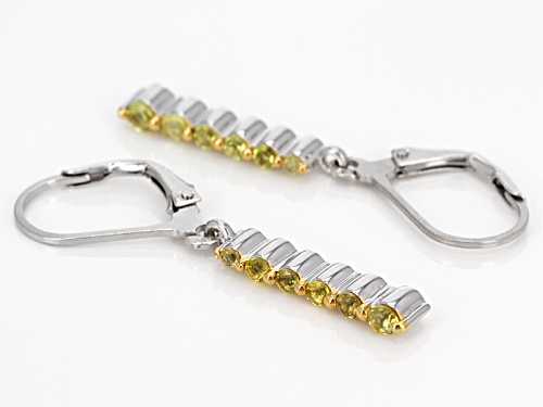 .56ctw Graduated 1.75mm-2.50mm Round Canary Yellow Tourmaline Sterling Silver Dangle Earrings