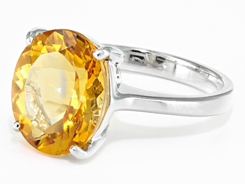 3.74ct Oval Brazilian Citrine Sterling Silver Solitaire Ring - Size 11