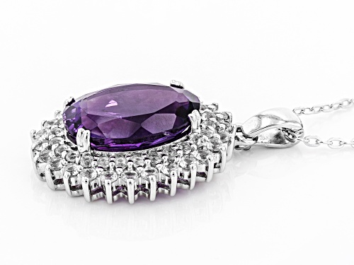 7.21ct Oval Moroccan Amethyst With 1.48ctw White Topaz Silver Enhancer With Adjustable Chain