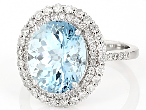 4.50ct Aquamarine With 0.55ctw White Diamond Rhodium Over 14k White Gold Ring - Size 7