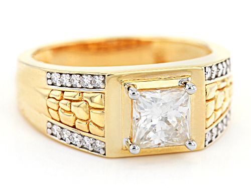 MOISSANITE FIRE(R) 1.90CTW DEW 14K YELLOW GOLD OVER SILVER MENS RING - Size 11