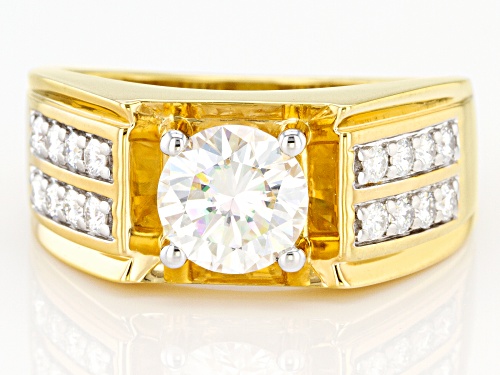 MOISSANITE FIRE(R) 2.38CTW DEW 14K YELLOW GOLD OVER STERLING SILVER MENS RING - Size 12