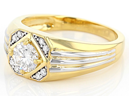 MOISSANITE FIRE(R) 1.16CTW DEW 14K YELLOW GOLD OVER PLATINEVE AND PLATINEVE(R) MENS RING - Size 9