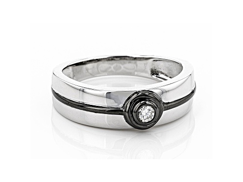 MOISSANITE FIRE(R) .10CT DEW ROUND BRILLIANT CUT PLATINEVE(R) AND BLACK RHODIUM MENS RING - Size 11