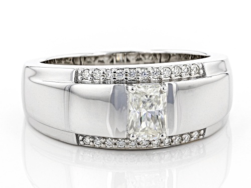 MOISSANITE FIRE(R) .92CTW DEW OCTAGONAL RADIANT CUT AND ROUND  PLATINEVE(R) MENS RING - Size 11