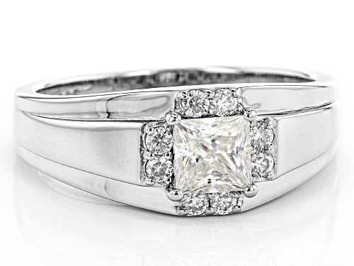 MOISSANITE FIRE(R) 1.14CTW PRINCESS CUT AND ROUND DEW PLATINEVE(R) MENS RING - Size 12