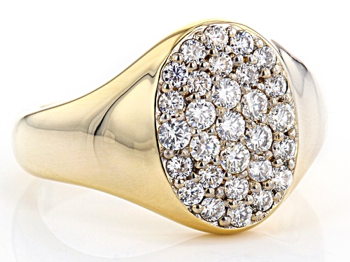 MOISSANITE FIRE(R) 1.05CTW DEW ROUND 14K YELLOW GOLD OVER SILVER MENS RING - Size 11