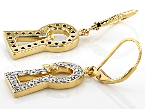 Máiréad Nesbitt™ 1.17ctw White Zircon 18K Yellow Gold Over Silver Keyhole With Bird Accent Earrings