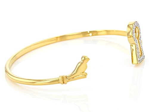 Máiréad Nesbitt™ 0.61ctw White Zircon 18K Yellow Gold Over Silver Keyhole With Bird Accent Bracelet