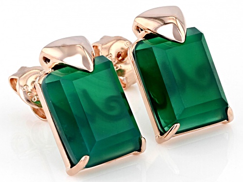 Máiréad Nesbitt™ Green Onyx 18K Rose Gold Over Sterling Silver Keystone Earrings