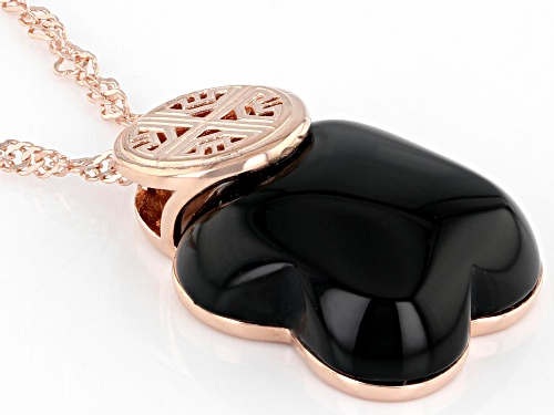 Máiréad Nesbitt™ Black Onyx 18K Rose Gold Over Sterling Silver Clover Pendant With 18
