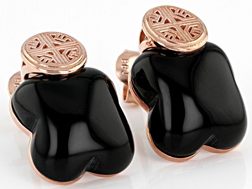 Máiréad Nesbitt™ Black Onyx 18K Rose Gold Over Sterling Silver Clover Earrings