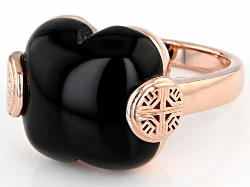 Máiréad Nesbitt™ Black Onyx 18K Rose Gold Over Sterling Silver Clover Ring - Size 8