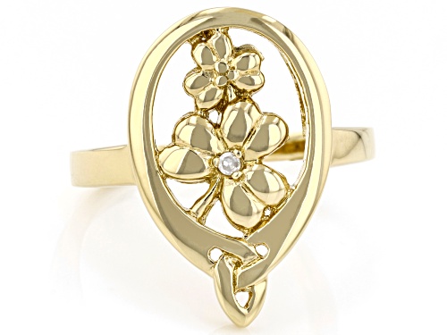 Máiréad Nesbitt™ 0.01ct Diamond Accent 18K Yellow Gold Over Silver Shamrock & Trinity Design Ring - Size 7