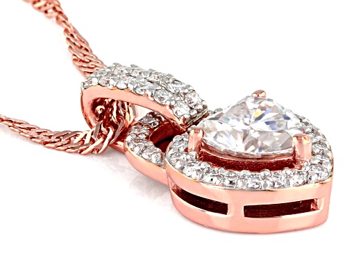 MOISSANITE FIRE(R) 1.19CTW DEW 14K ROSE GOLD OVER SILVER PENDANT AND SINGAPORE CHAIN