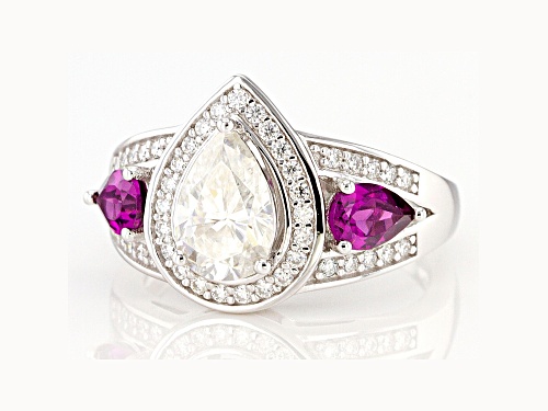 MOISSANITE FIRE(R) 1.93CTW DEW AND GRAPE COLOR GARNET PLATINEVE(R) RING - Size 11