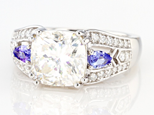 MOISSANITE FIRE(R) 3.80CTW DEW AND TANZANITE PLATINEVE(R) RING - Size 8