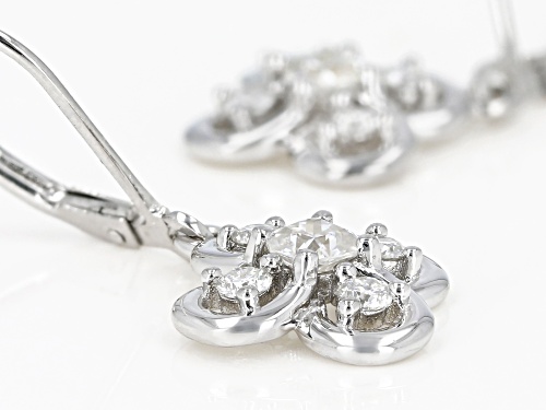 MOISSANITE FIRE(R) 1.14CTW DEW CUSHION CUT AND ROUND PLATINEVE(R) EARRINGS