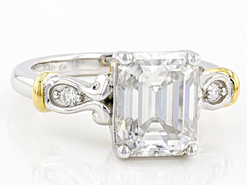 MOISSANITE FIRE(R) 3.61CTW DEW PLATINEVE(R) AND 14K YELLOW GOLD ACCENT OVER PLATINEVE RING - Size 11