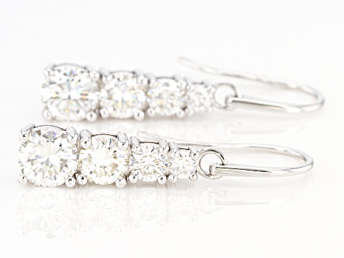 MOISSANITE FIRE(R) 2.30CTW DEW ROUND PLATINEVE(R) EARRINGS