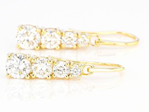 MOISSANITE FIRE(R) 2.30CTW DEW ROUND 14K YELLOW GOLD OVER SILVER EARRINGS