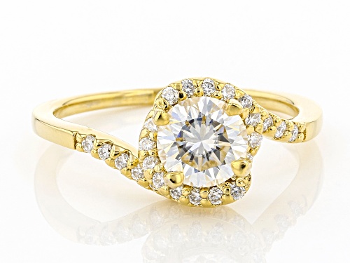 MOISSANITE FIRE(R) 1.34CTW DEW ROUND 14K YELLOW GOLD OVER SILVER RING - Size 10
