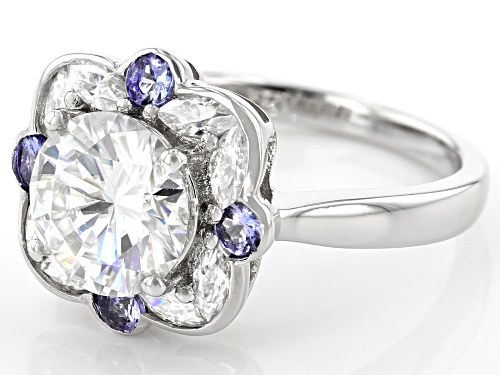MOISSANITE FIRE(R) 2.76CTW DEW AND TANZANITE PLATINEVE(R) RING - Size 10