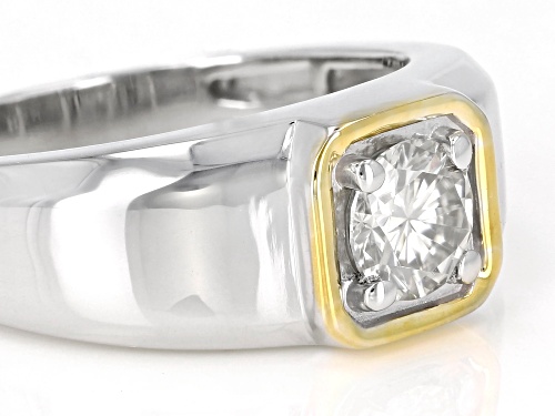 MOISSANITE FIRE(R) CANDLELIGHT 1.00CT DEW  PLATINEVE(R) AND 14K YELLOW GOLD OVER PLATINEVE MENS RING - Size 10