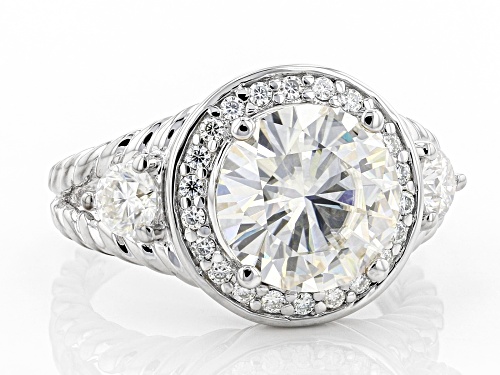 MOISSANITE FIRE(R) 4.28CTW DEW ROUND PLATINEVE(R) RING - Size 6