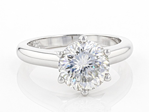 MOISSANITE FIRE(R) 3.08CT DEW ROUND INFERNO CUT(TM) PLATINEVE(R) RING - Size 9