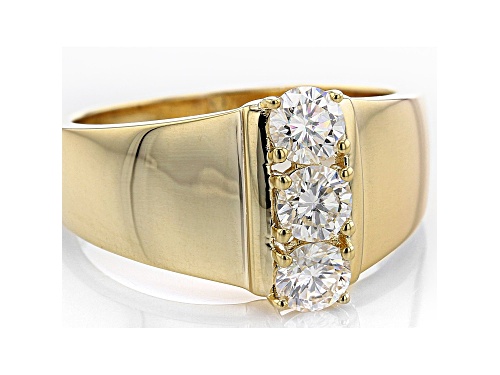 MOISSANITE FIRE(R) .69CTW DEW ROUND 14K YELLOW GOLD OVER STERLING SILVER RING - Size 9
