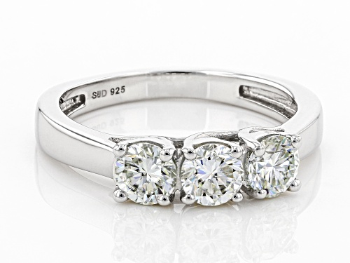 MOISSANITE FIRE® .99CTW DEW ROUND THREE STONE PLATINEVE® RING - Size 11