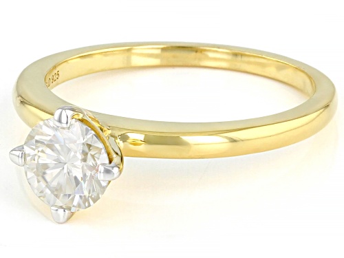 MOISSANITE FIRE® CANDLELIGHT .80CT DEW ROUND 14K YELLOW GOLD OVER STERLING SILVER SOLITAIRE RING - Size 9