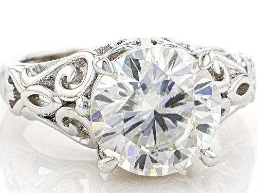 MOISSANITE FIRE(R) 4.20CT DEW ROUND PLATINEVE(R) SOLITAIRE RING - Size 11