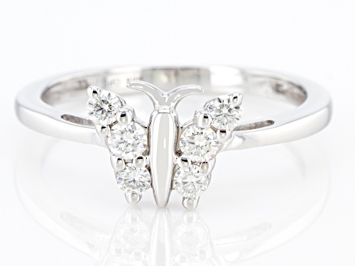MOISSANITE FIRE® .28CTW DEW ROUND PLATINEVE® BUTTERFLY RING - Size 7