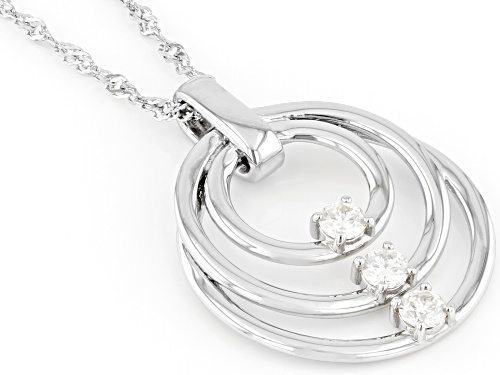 MOISSANITE FIRE(R) .48CTW DEW PLATINEVE(R) CIRCLE PENDANT WITH CHAIN