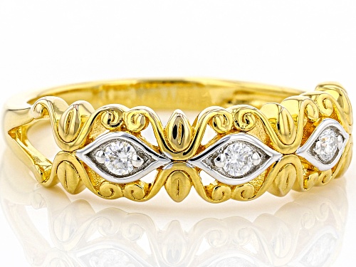 MOISSANITE FIRE(R) .09CTW DEW ROUND 14K YELLOW GOLD OVER STERLING SILVER BAND RING - Size 11