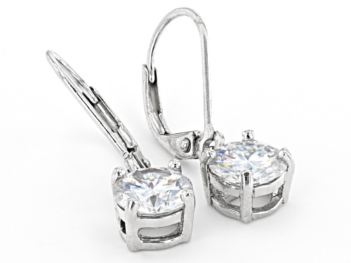 MOISSANITE(R) 4.00CTW DEW ROUND PLATINEVE(R)  SET OF 2 EARRINGS 2.00CTW EACH