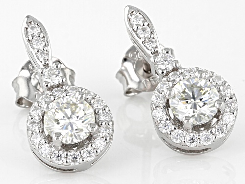 MOISSANITE FIRE(R) 1.08CTW DEW ROUND PLATINEVE(R) EARRINGS