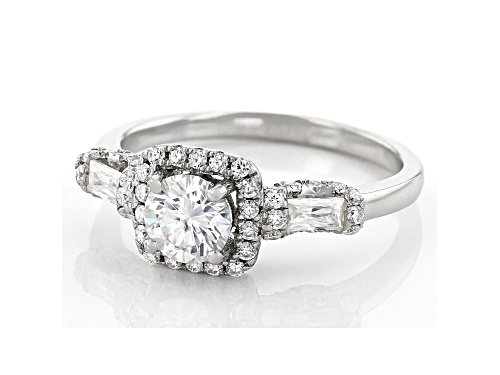 MOISSANITE FIRE(R) 1.24CTW DEW ROUND AND BAGUETTE PLATINEVE(R) RING - Size 6