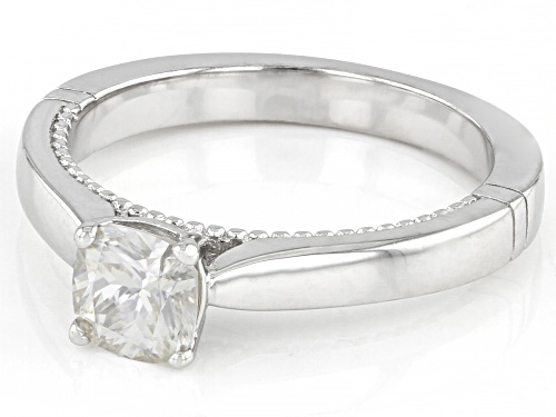 MOISSANITE FIRE(R) .80CT DEW CUSHION CUT  PLATINEVE(R) SOLITAIRE RING - Size 8