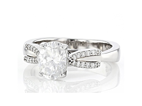 MOISSANITE FIRE(R) 1.70CTW DEW OVAL AND ROUND PLATINEVE(R) RING - Size 9