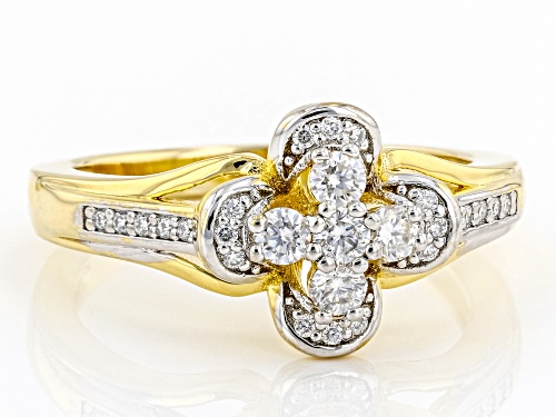 MOISSANITE FIRE(R) .47CTW DEW ROUND 14K YELLOW GOLD OVER SILVER RING - Size 6