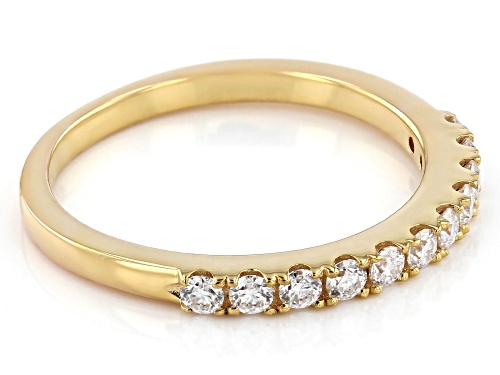 MOISSANITE FIRE(R) .33CTW DEW ROUND 14K YELLOW GOLD OVER SILVER BAND - Size 6