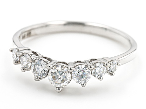 MOISSANITE FIRE(R) .54CTW DEW ROUND PLATINEVE(R) CHEVRON RING - Size 7