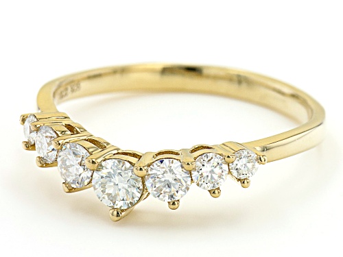 MOISSANITE FIRE(R) .54CTW DEW ROUND 14K YELLOW GOLD OVER SILVER CHEVRON RING - Size 6
